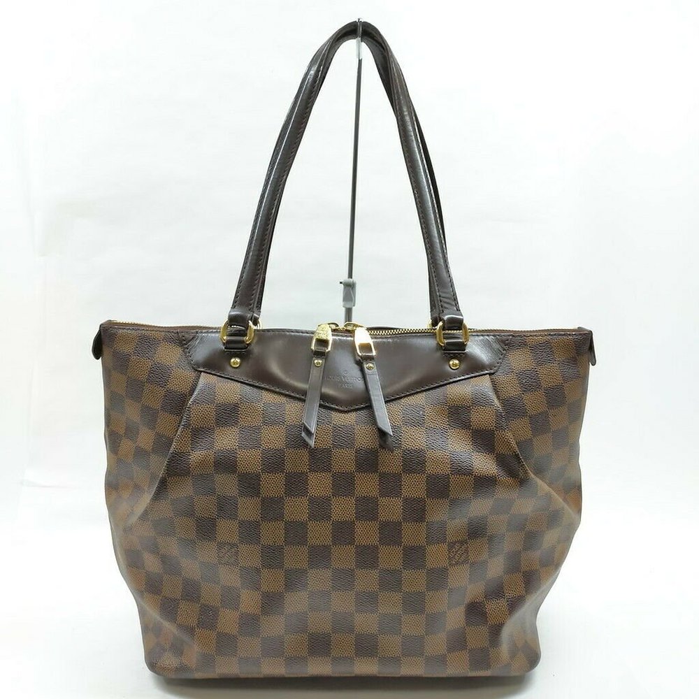 Louis Vuitton Brown Damier Ebene Canvas Shoulder Bag with Dark Brown Trim